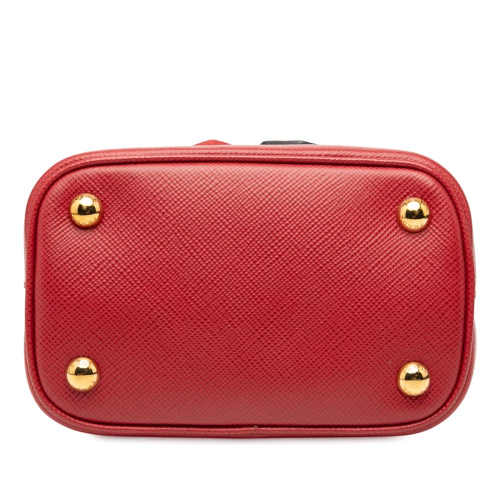Prada B Prada Red Saffiano Leather Small Embellished Cuir Panier Satchel Italy