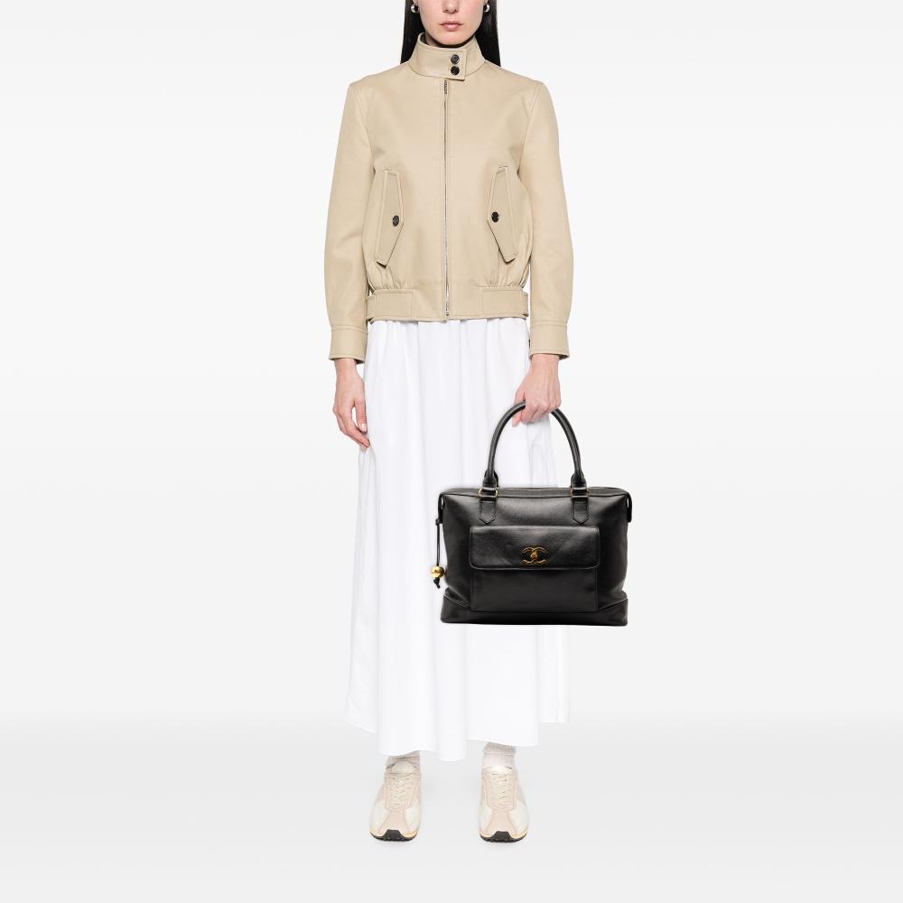 Chanel B Chanel Black Caviar Leather Leather CC Caviar Front Pocket Tote Italy