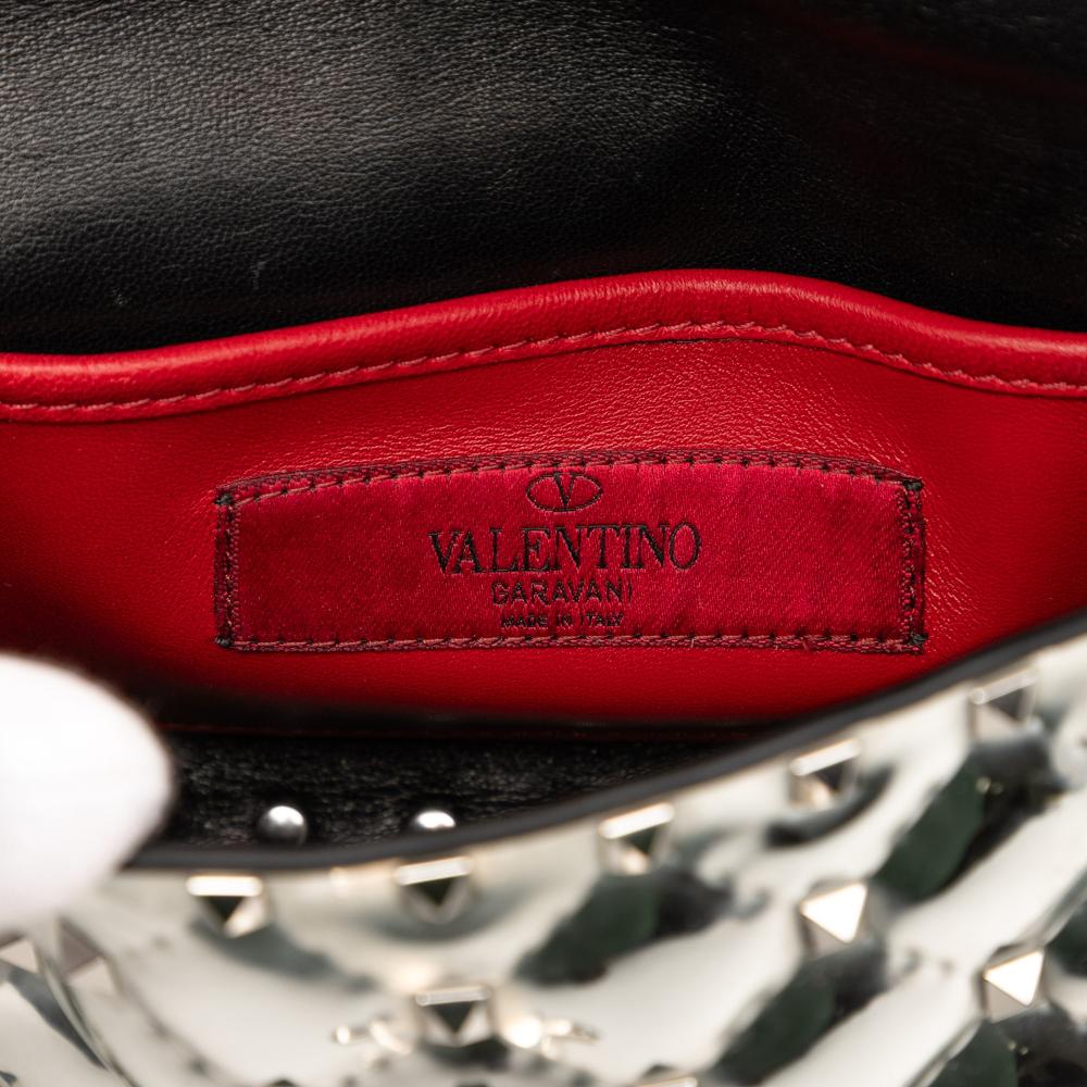 Valentino B Valentino Silver Patent Leather Leather Small Patent Rockstud Spike Satchel Italy