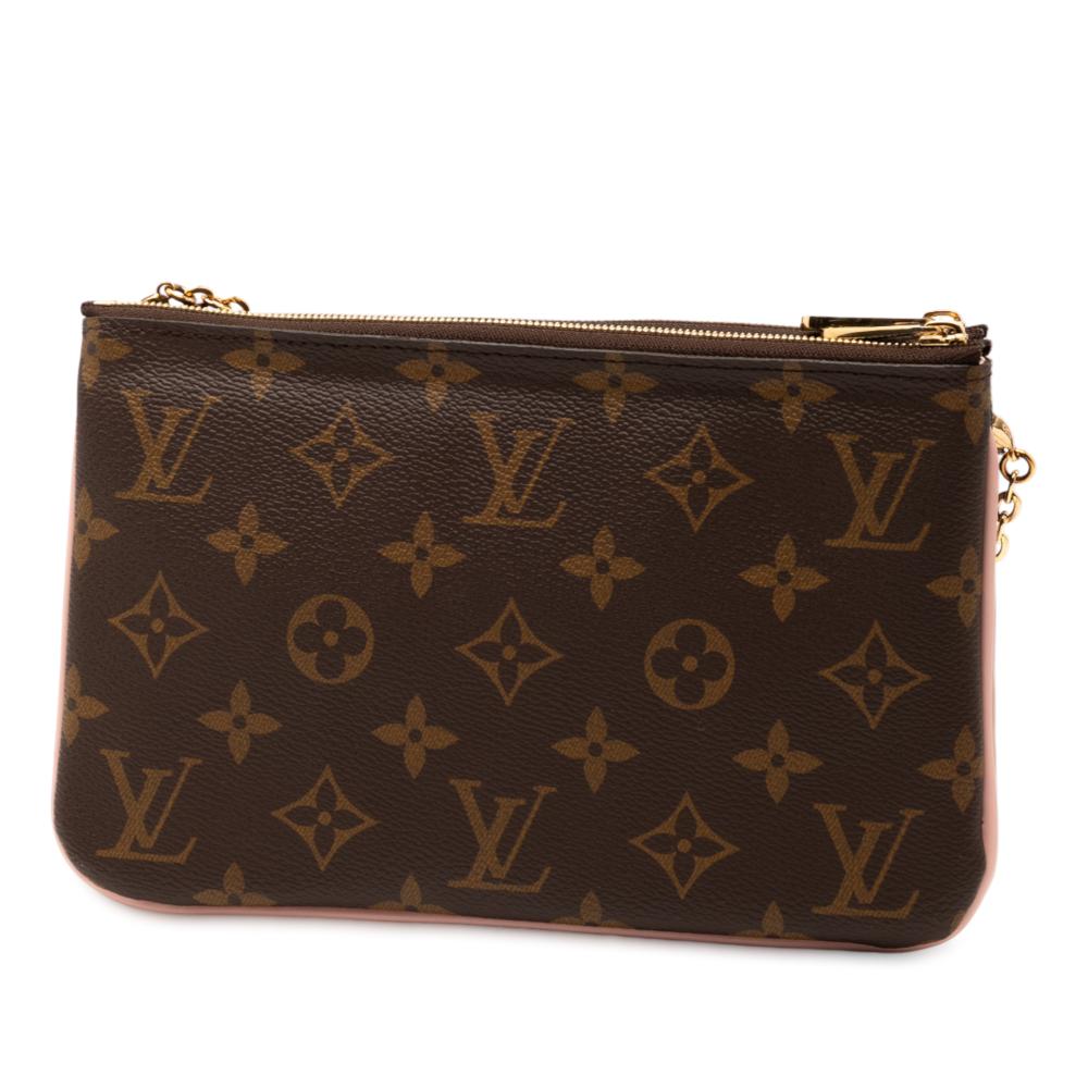 Louis Vuitton AB Louis Vuitton Brown Monogram Canvas Fabric Monogram Blooming Flowers Double Zip Pochette Spain