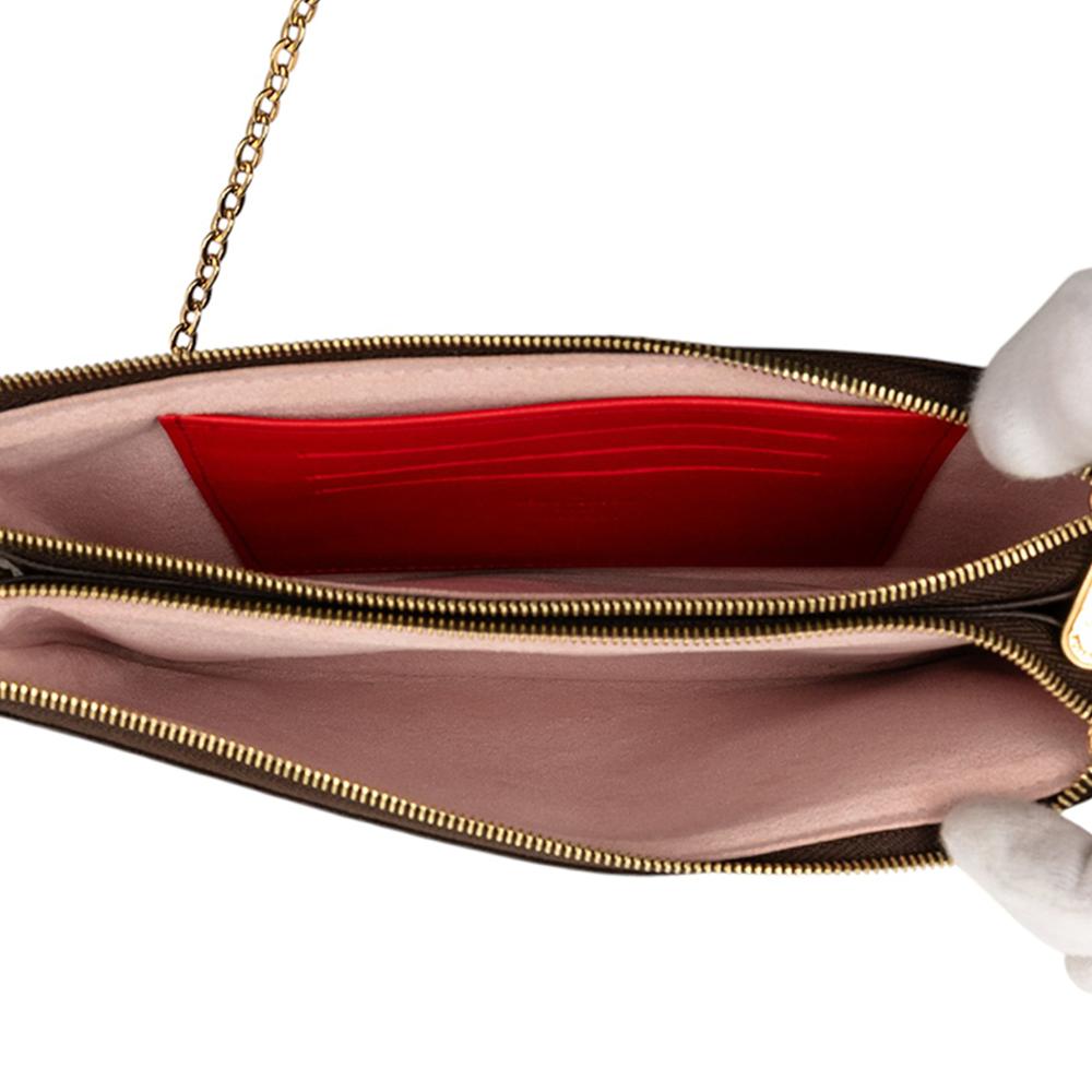 Louis Vuitton AB Louis Vuitton Brown Monogram Canvas Fabric Monogram Blooming Flowers Double Zip Pochette Spain