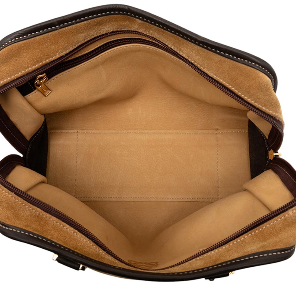 Loewe B LOEWE Brown Beige Suede Leather Amazona 28 Handbag Spain