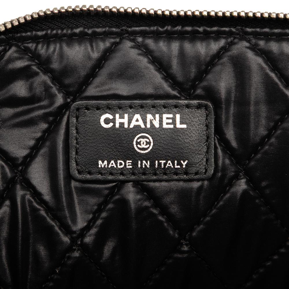 Chanel AB Chanel Black Patent Leather Leather Large Quilted Patent O Case Clutch Italy