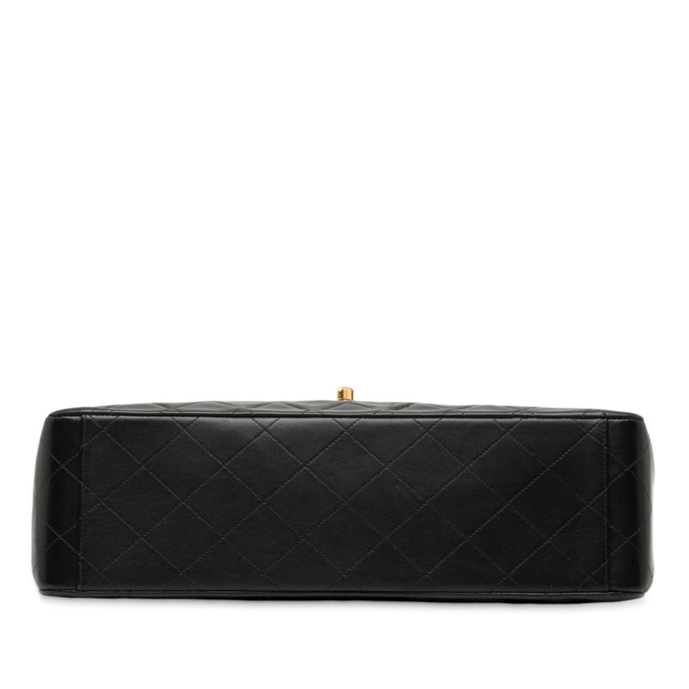 Chanel B Chanel Black Lambskin Leather Leather Maxi XL Classic Lambskin Single Flap France