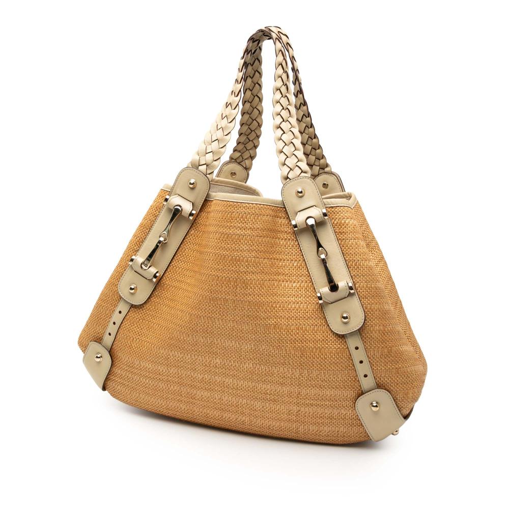 Gucci B Gucci Brown Raffia Natural Material Pelham Shoulder Bag Italy