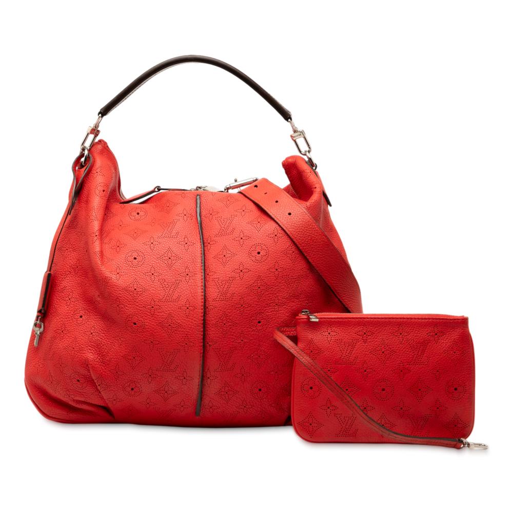 Louis Vuitton B Louis Vuitton Red Calf Leather Monogram Mahina Selene MM France