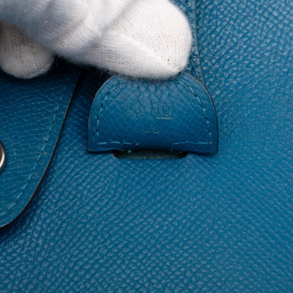Hermès B Hermès Blue Calf Leather Epsom Evelyne III 29 France