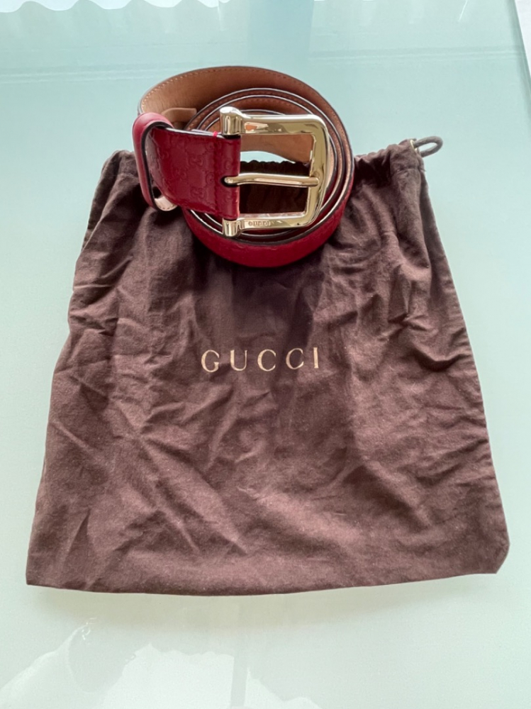 Gucci red imprint belt