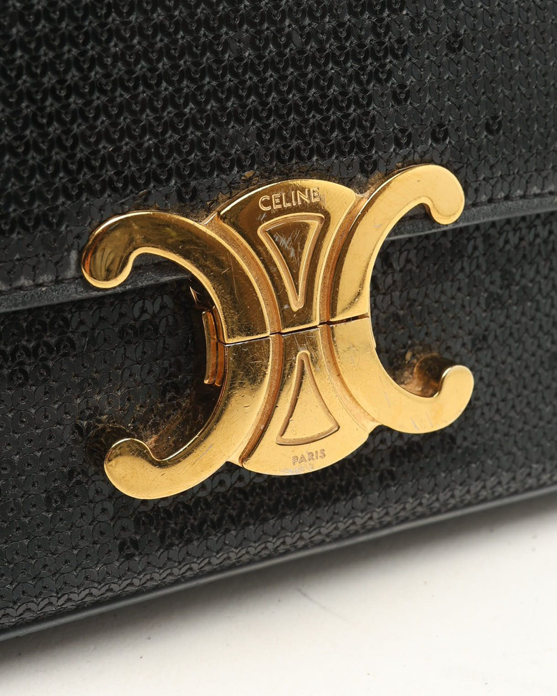 Celine Céline Triomphe Claude Chain Sequin Bag