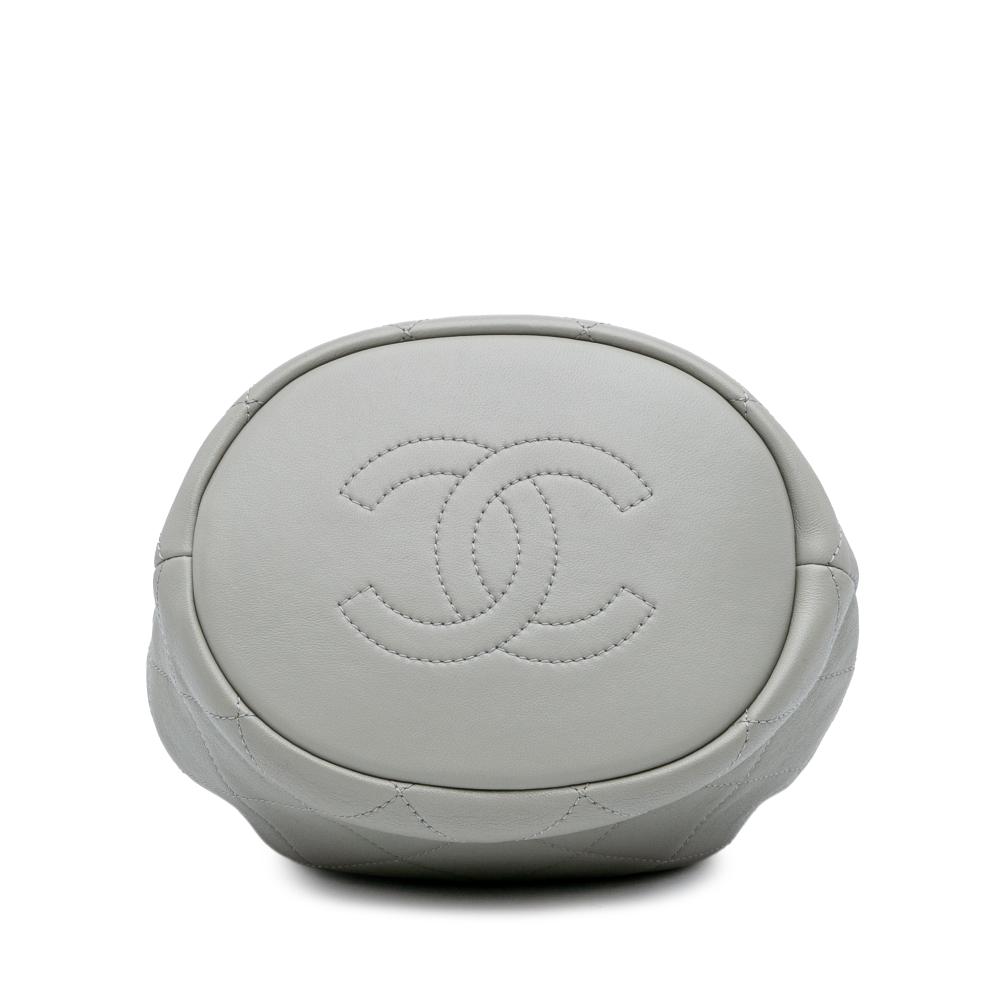 Chanel AB Chanel Gray Calf Leather CC Quilted skin Resin Bi-Color Chain Bucket Bag Italy