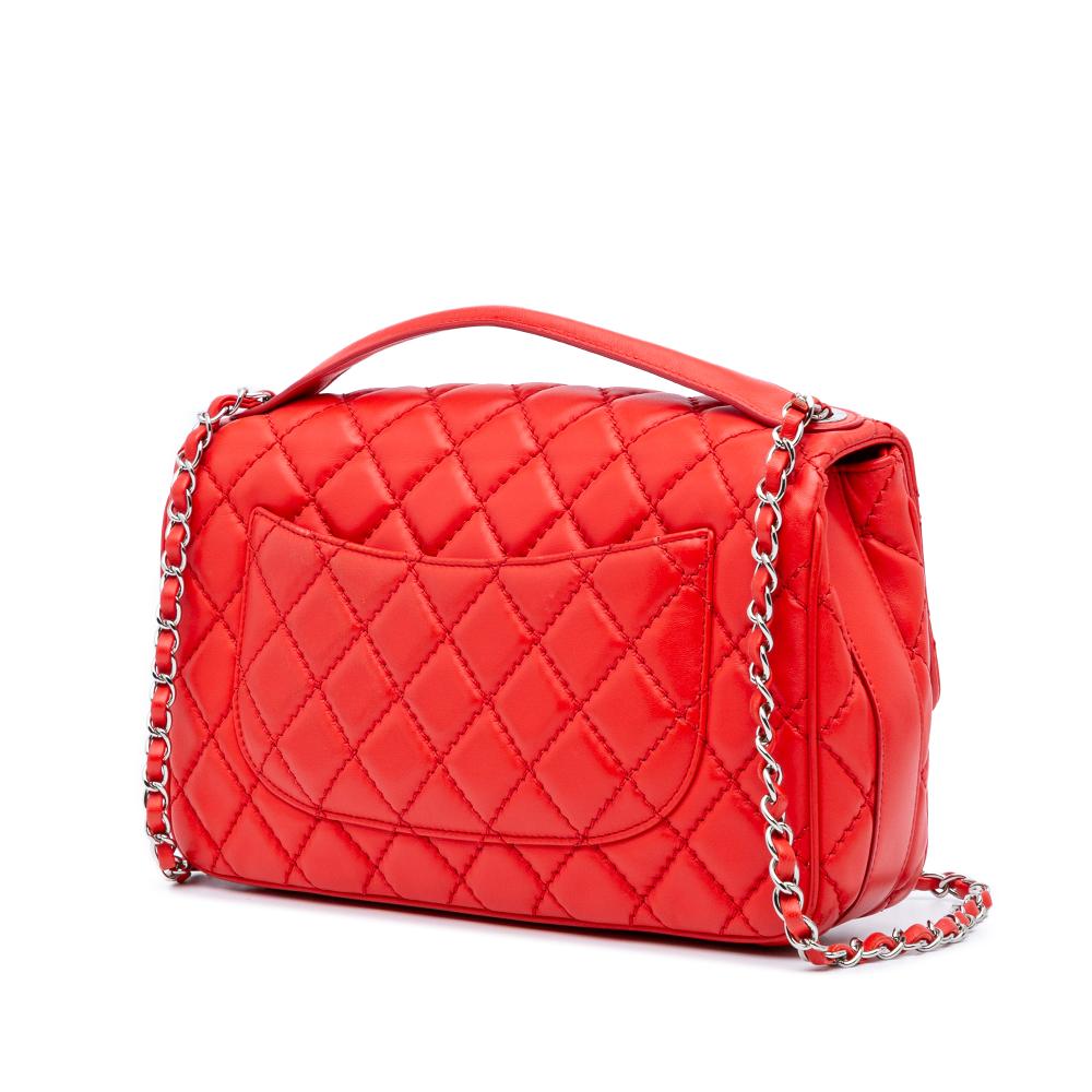Chanel B Chanel Red Lambskin Leather Leather Jumbo Lambskin Easy Carry Flap Satchel Italy