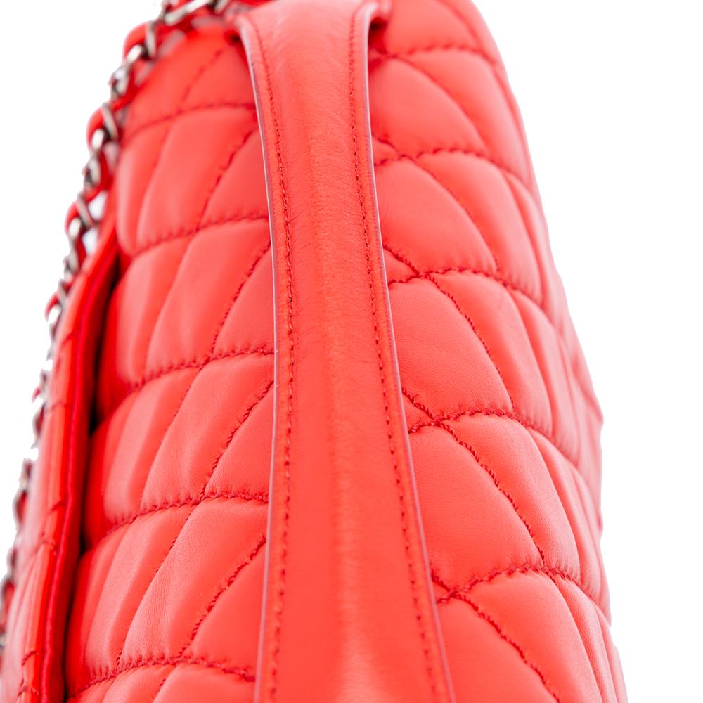 Chanel B Chanel Red Lambskin Leather Leather Jumbo Lambskin Easy Carry Flap Satchel Italy