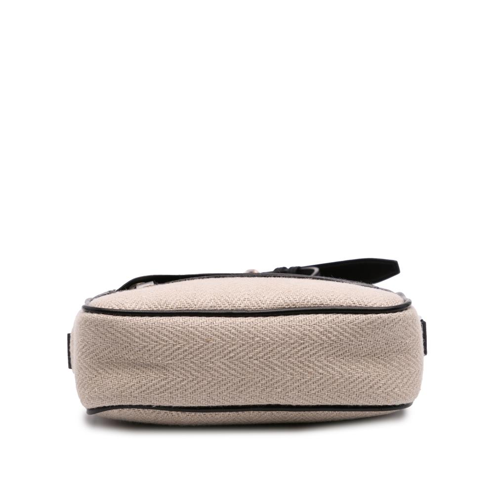 Saint Laurent AB Saint Laurent Brown Beige with Black Canvas Fabric Small Camp Camera Bag Italy