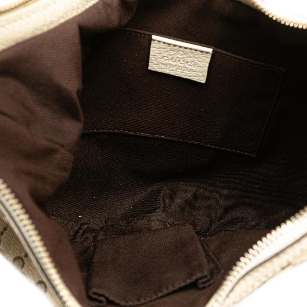 Gucci B Gucci Brown Beige Canvas Fabric GG Princy Hobo Italy