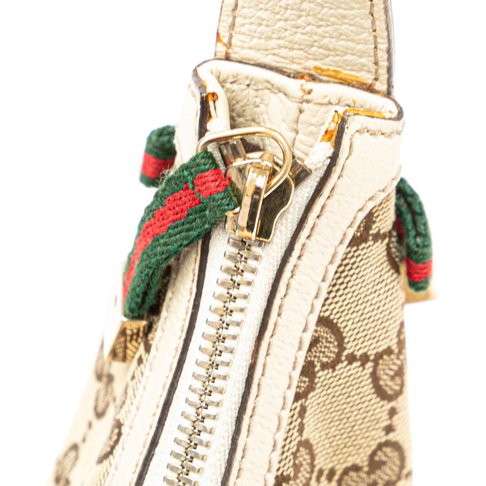 Gucci B Gucci Brown Beige Canvas Fabric GG Princy Hobo Italy