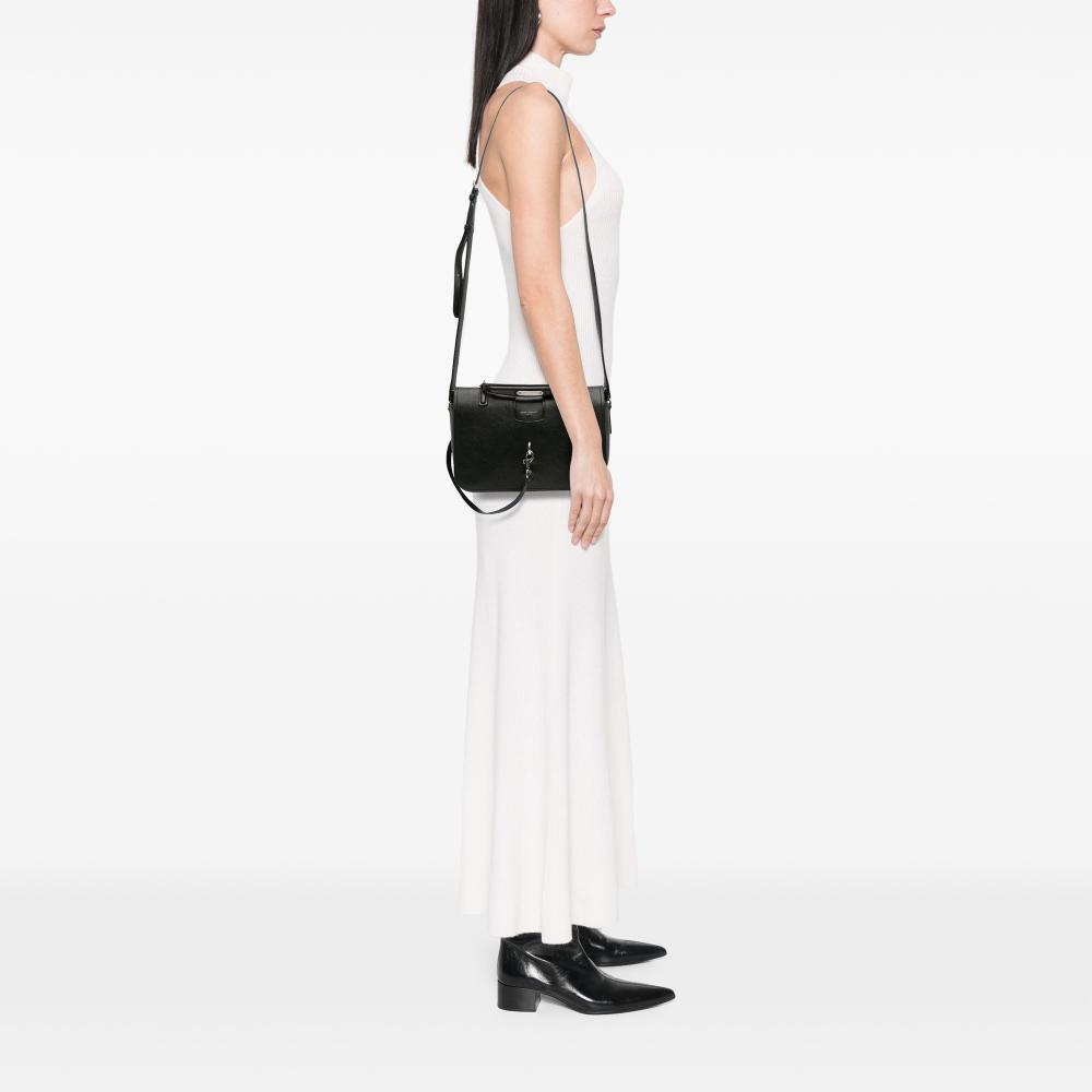 Saint Laurent B Saint Laurent Black Lambskin Leather Leather Medium Lambskin Charlotte Messenger Bag Italy