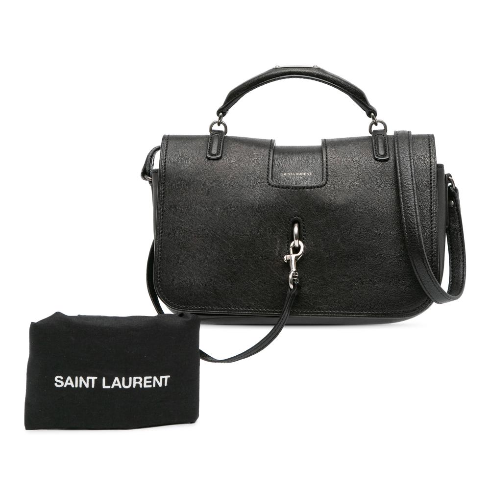 Saint Laurent B Saint Laurent Black Lambskin Leather Leather Medium Lambskin Charlotte Messenger Bag Italy