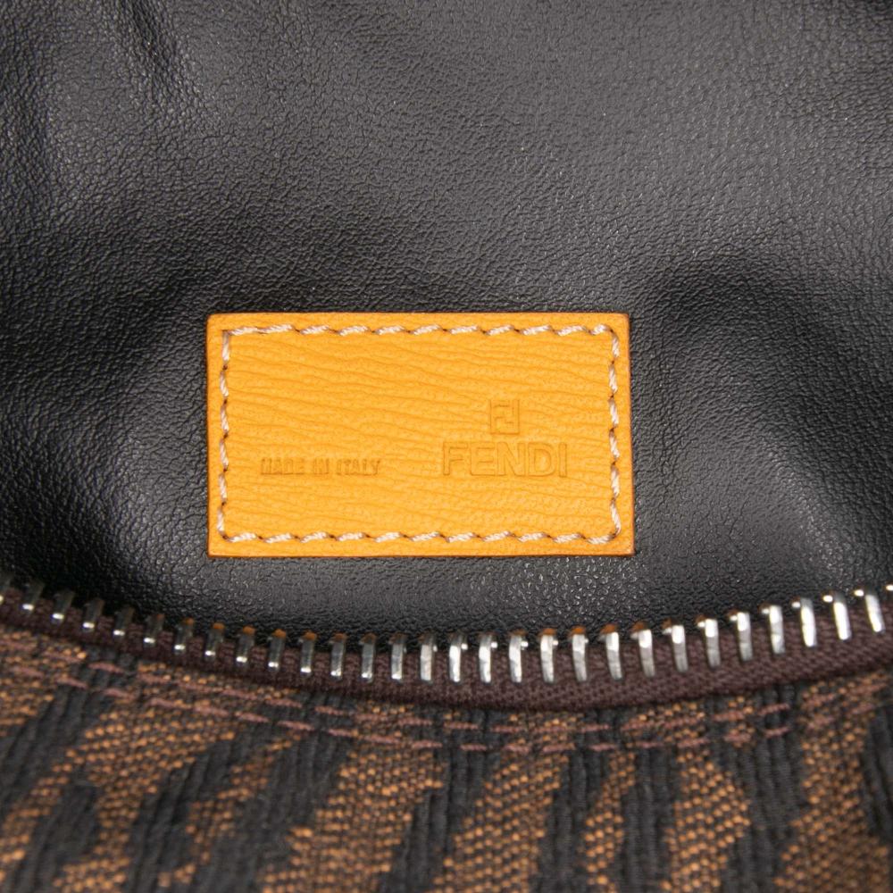 Fendi B Fendi Brown Canvas Fabric Zebra Print Handbag Italy