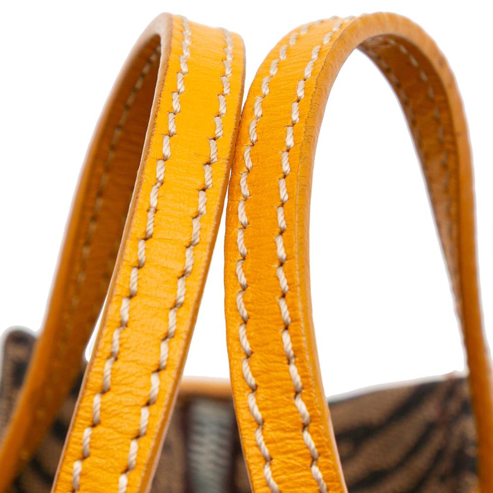 Fendi B Fendi Brown Canvas Fabric Zebra Print Handbag Italy