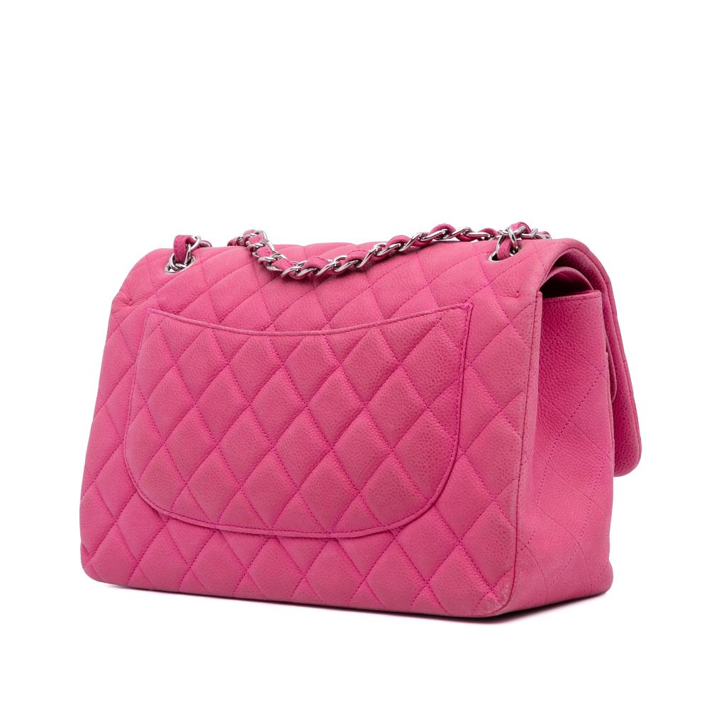 Chanel B Chanel Pink Hot Pink Caviar Leather Leather Jumbo Classic Caviar Double Flap France