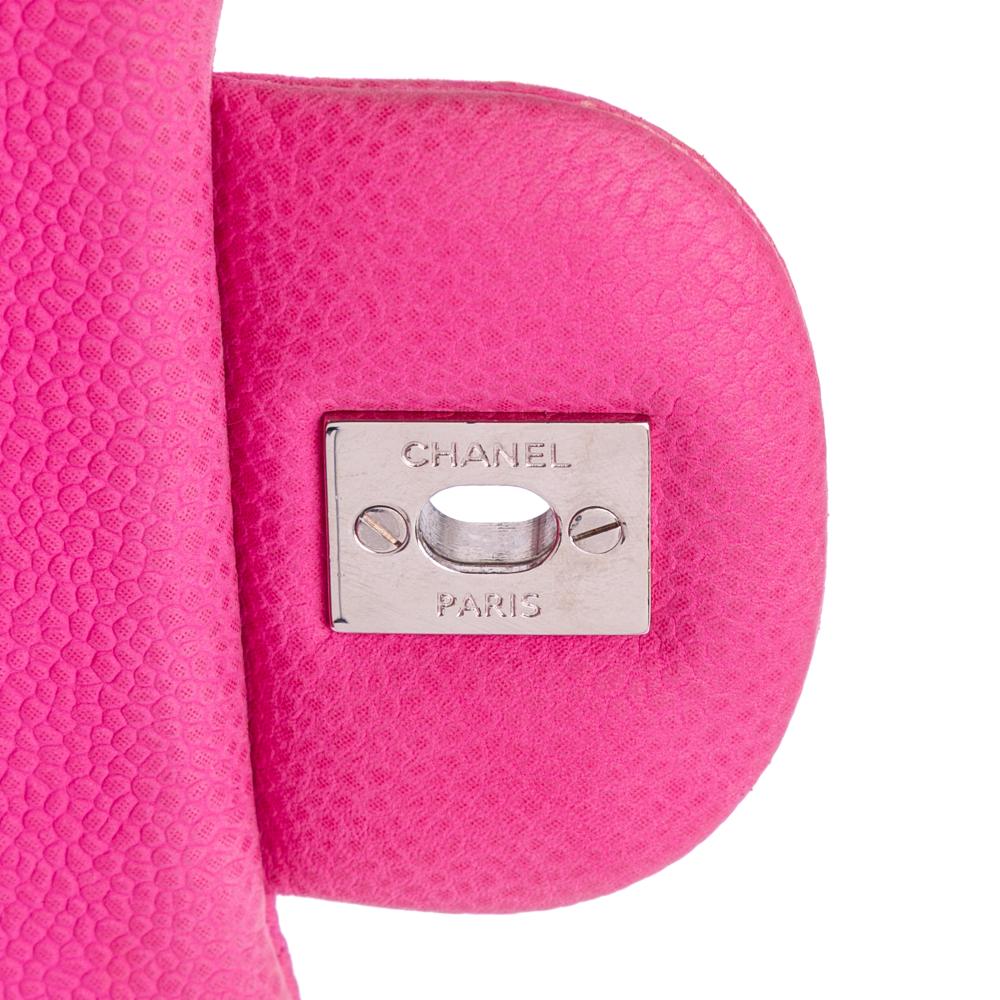 Chanel B Chanel Pink Hot Pink Caviar Leather Leather Jumbo Classic Caviar Double Flap France