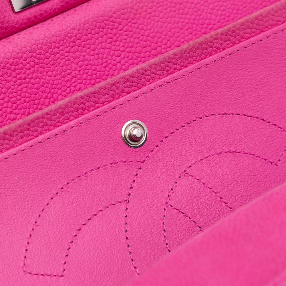 Chanel B Chanel Pink Hot Pink Caviar Leather Leather Jumbo Classic Caviar Double Flap France