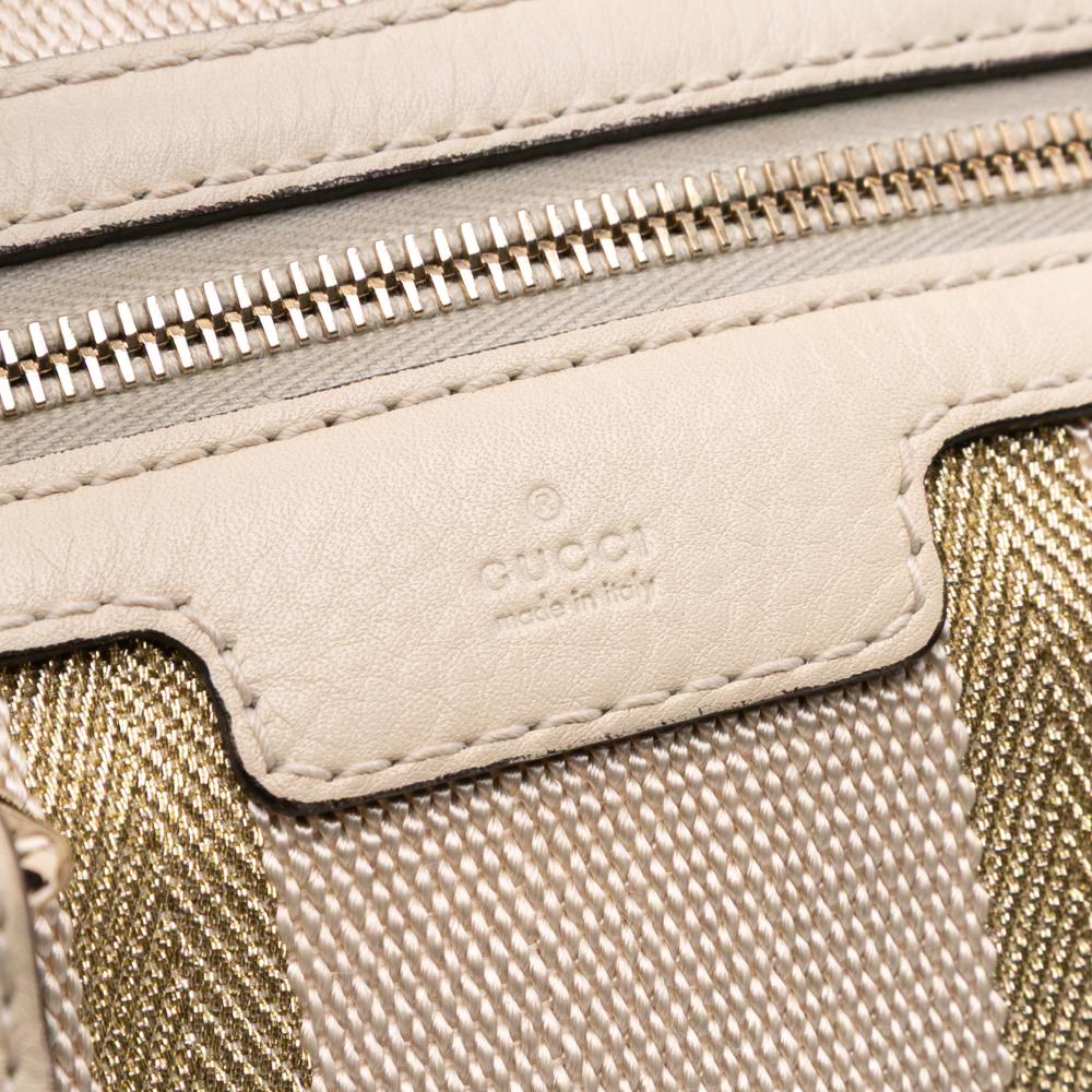 Gucci B Gucci Brown Light Beige Calf Leather skin Web Joy Boston Bag Italy