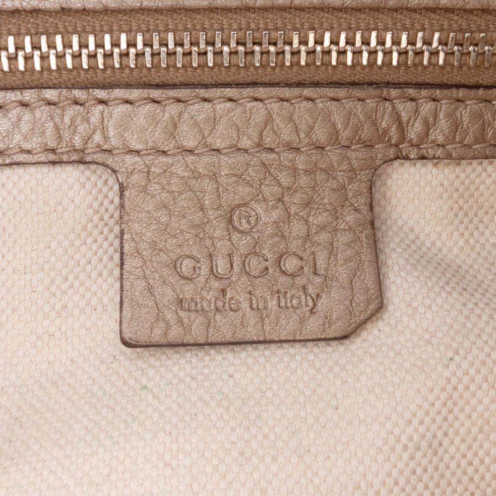 Gucci B Gucci Brown Beige with Gold Canvas Fabric GG Bella Flap Satchel Italy