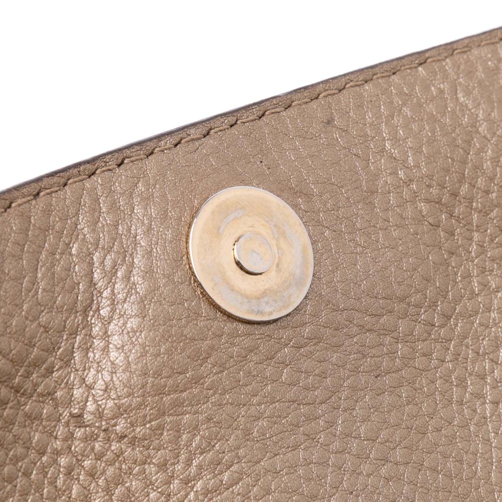 Gucci B Gucci Brown Beige with Gold Canvas Fabric GG Bella Flap Satchel Italy