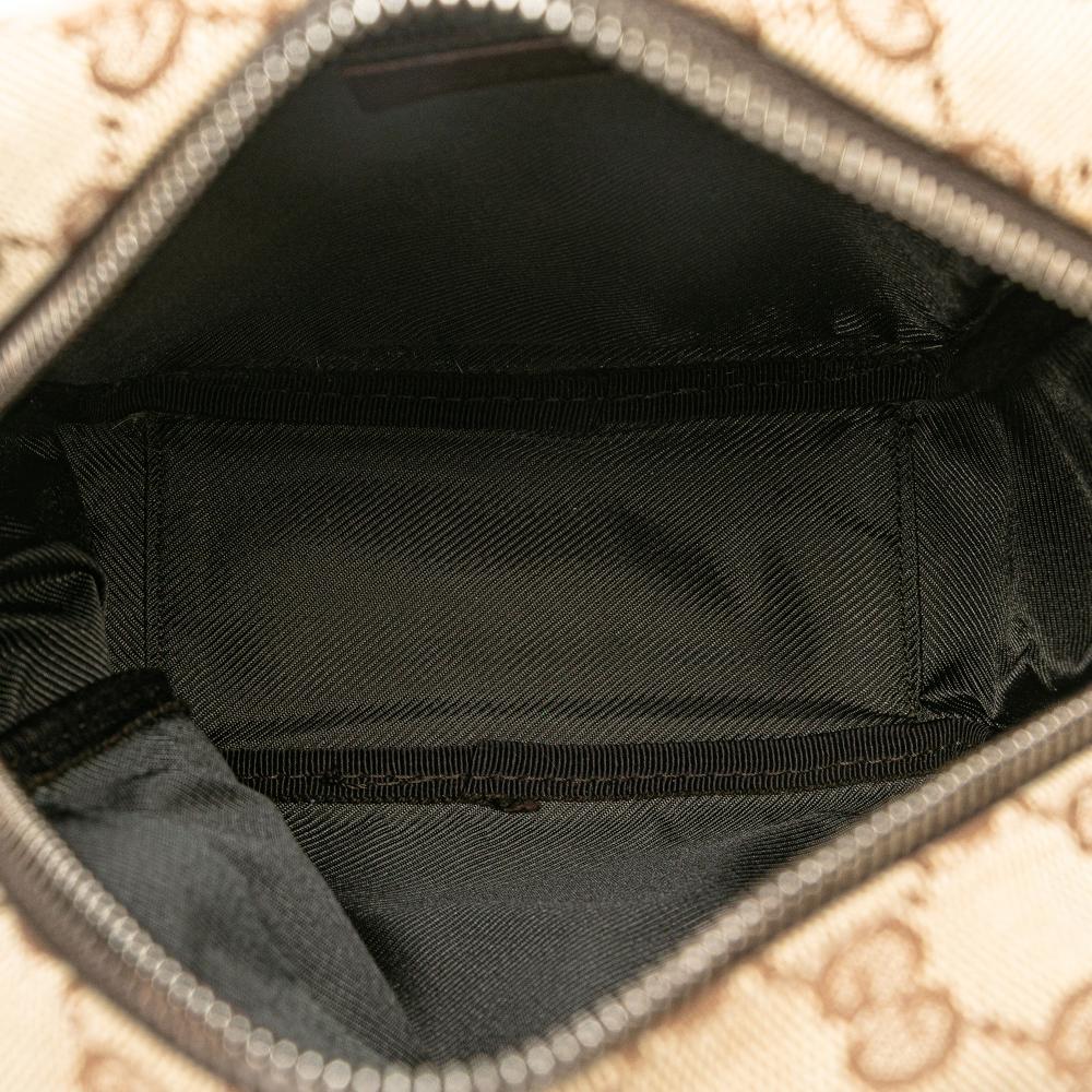 Gucci B Gucci Brown Beige Canvas Fabric GG Crossbody Italy