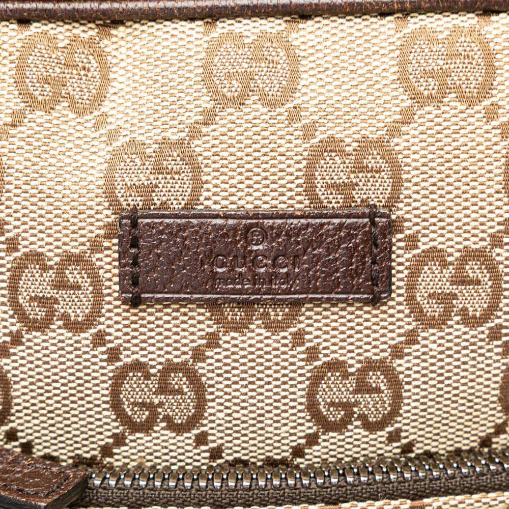 Gucci B Gucci Brown Beige Canvas Fabric GG Crossbody Italy