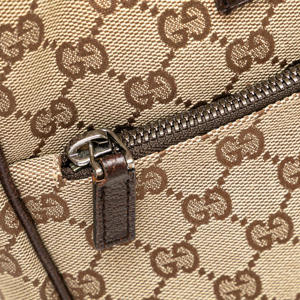 Gucci B Gucci Brown Beige Canvas Fabric GG Crossbody Italy
