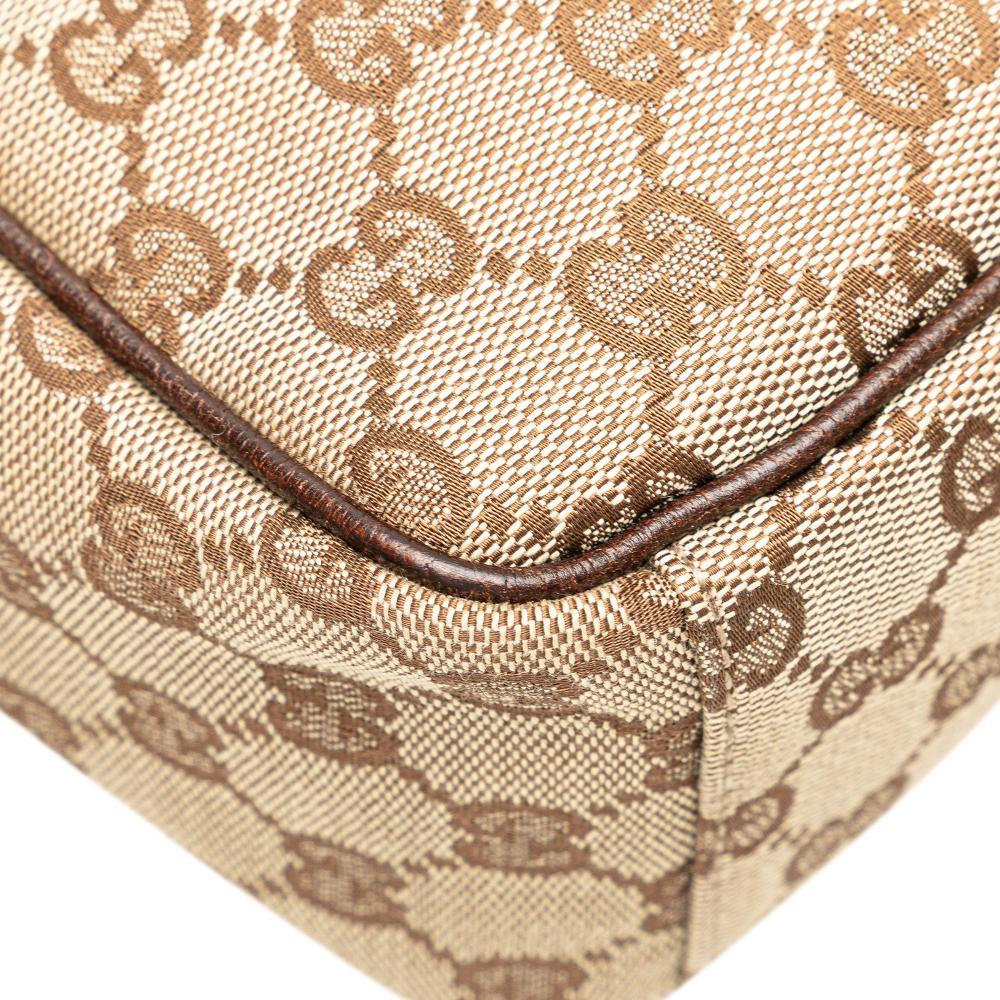 Gucci B Gucci Brown Beige Canvas Fabric GG Crossbody Italy