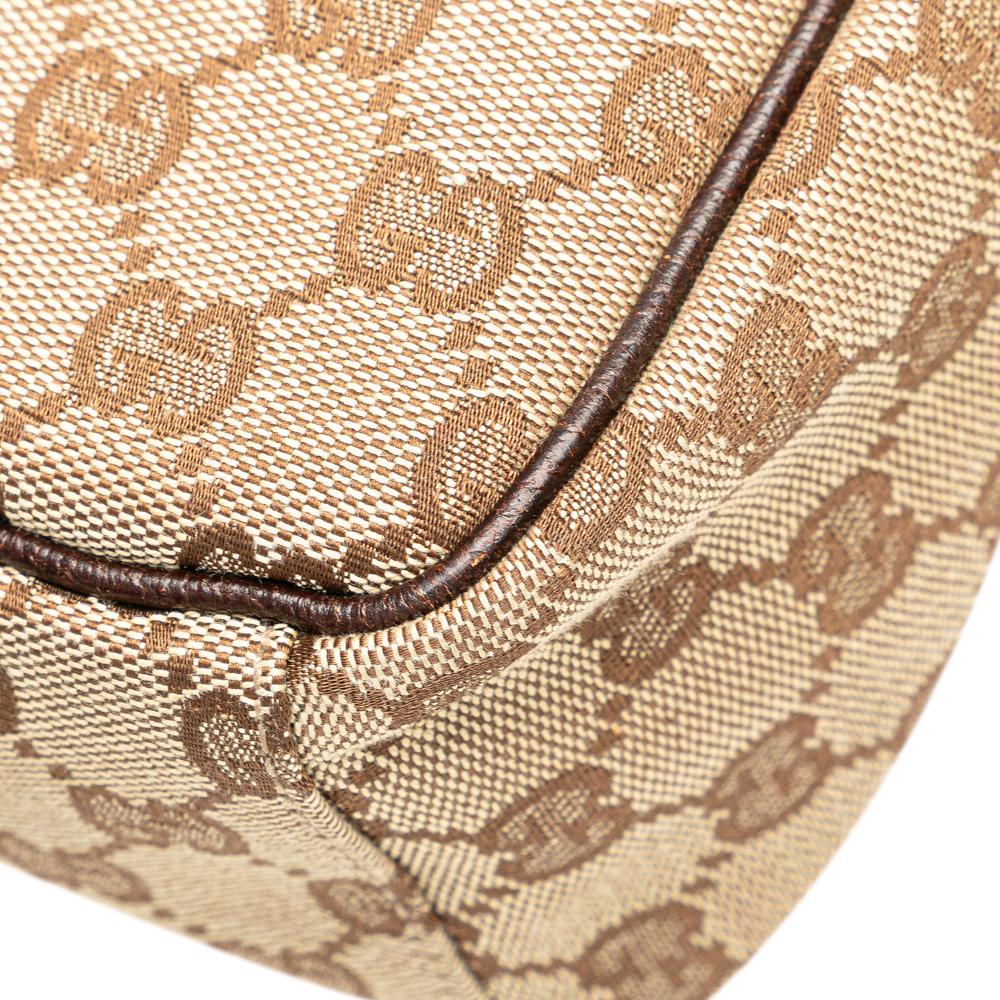 Gucci B Gucci Brown Beige Canvas Fabric GG Crossbody Italy
