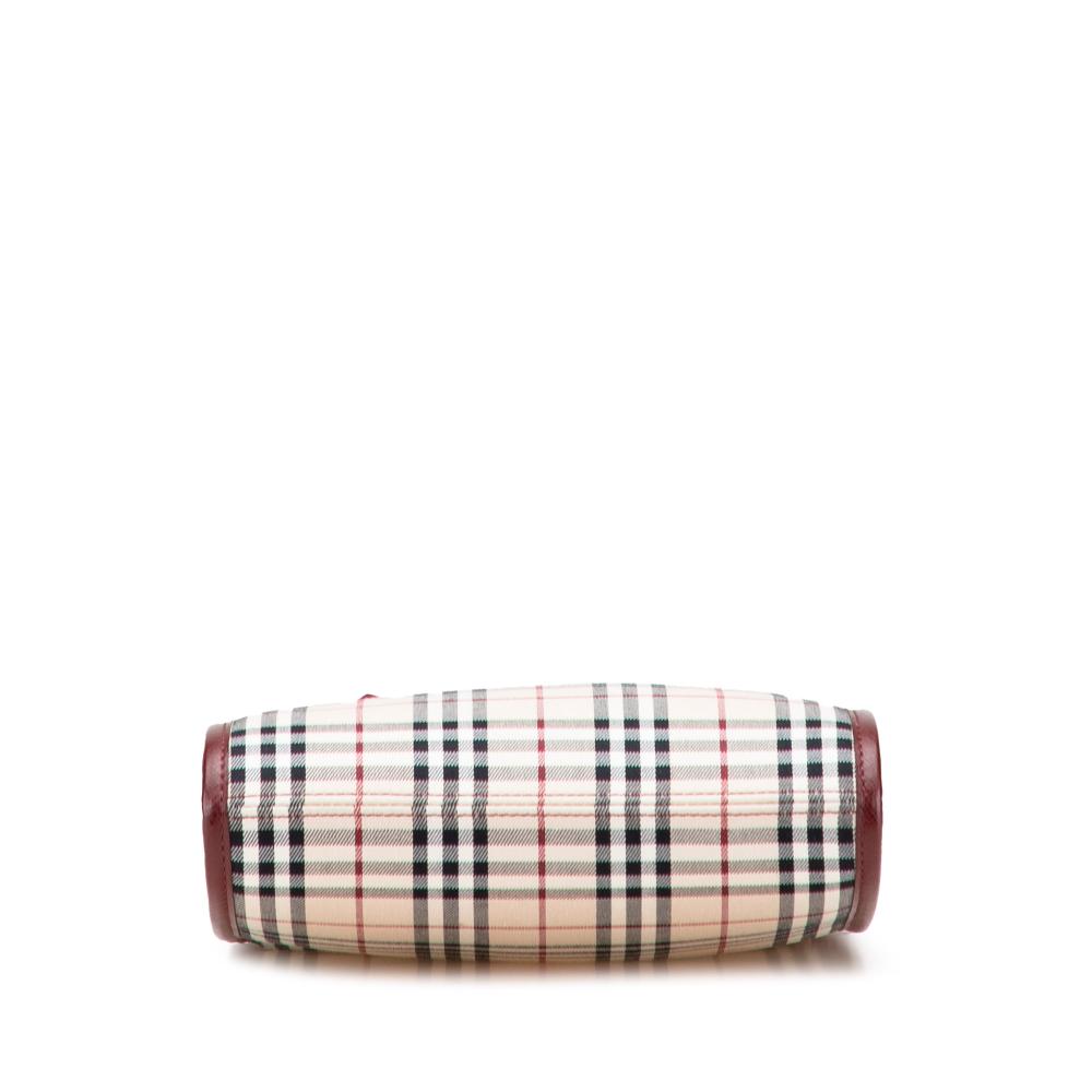 Burberry AB Burberry Brown Beige with Red Dark Red Canvas Fabric House Check Crossbody United Kingdom