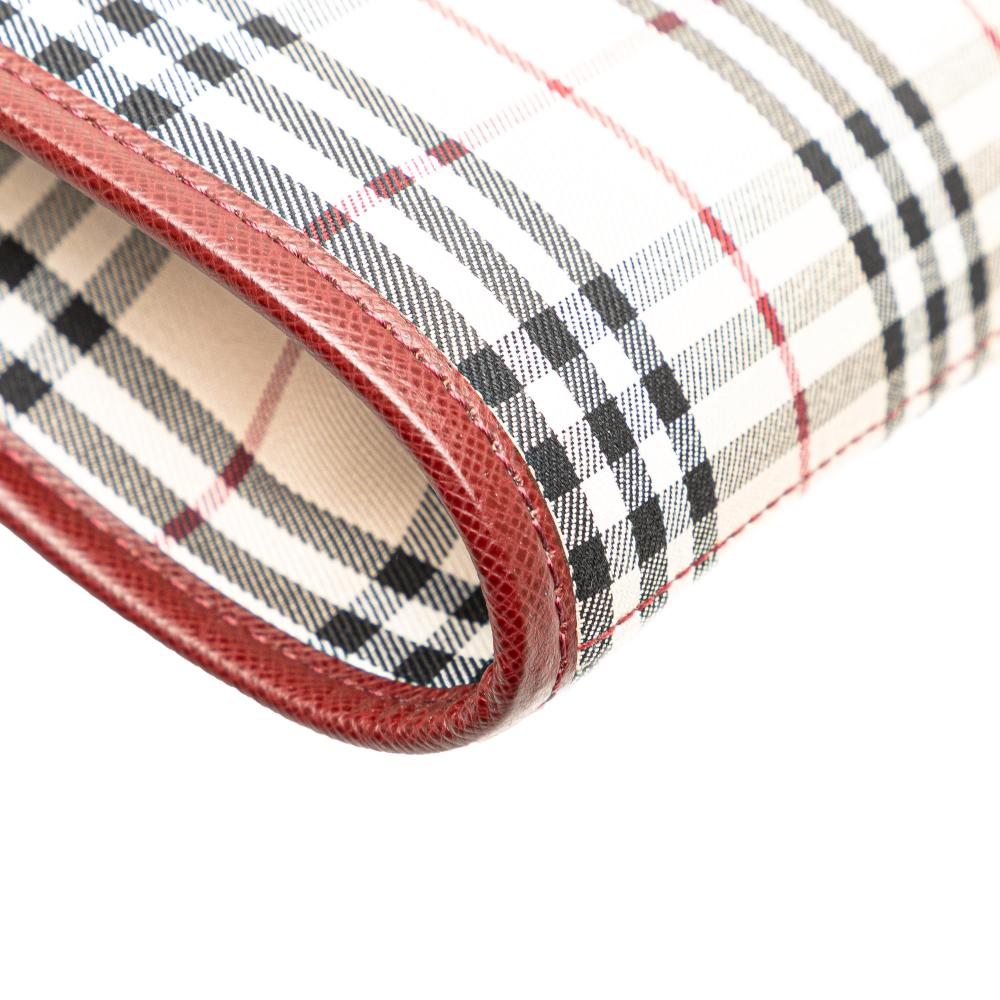 Burberry AB Burberry Brown Beige with Red Dark Red Canvas Fabric House Check Crossbody United Kingdom