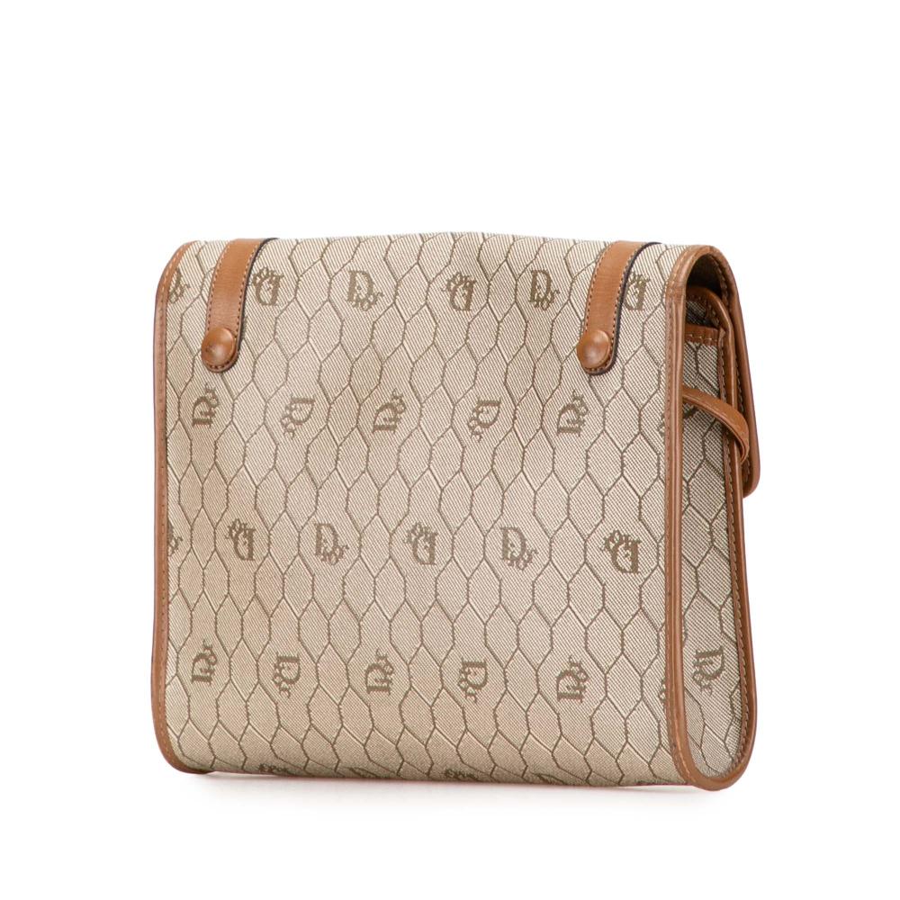 Christian Dior B Dior Brown Beige Coated Canvas Fabric Honeycomb Crossbody France
