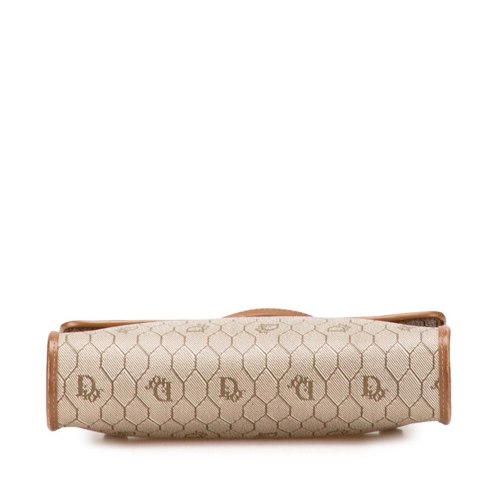 Christian Dior B Dior Brown Beige Coated Canvas Fabric Honeycomb Crossbody France
