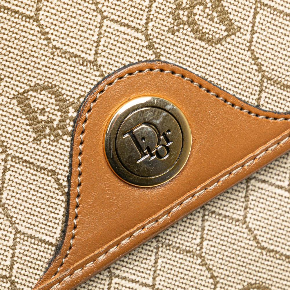 Christian Dior B Dior Brown Beige Coated Canvas Fabric Honeycomb Crossbody France