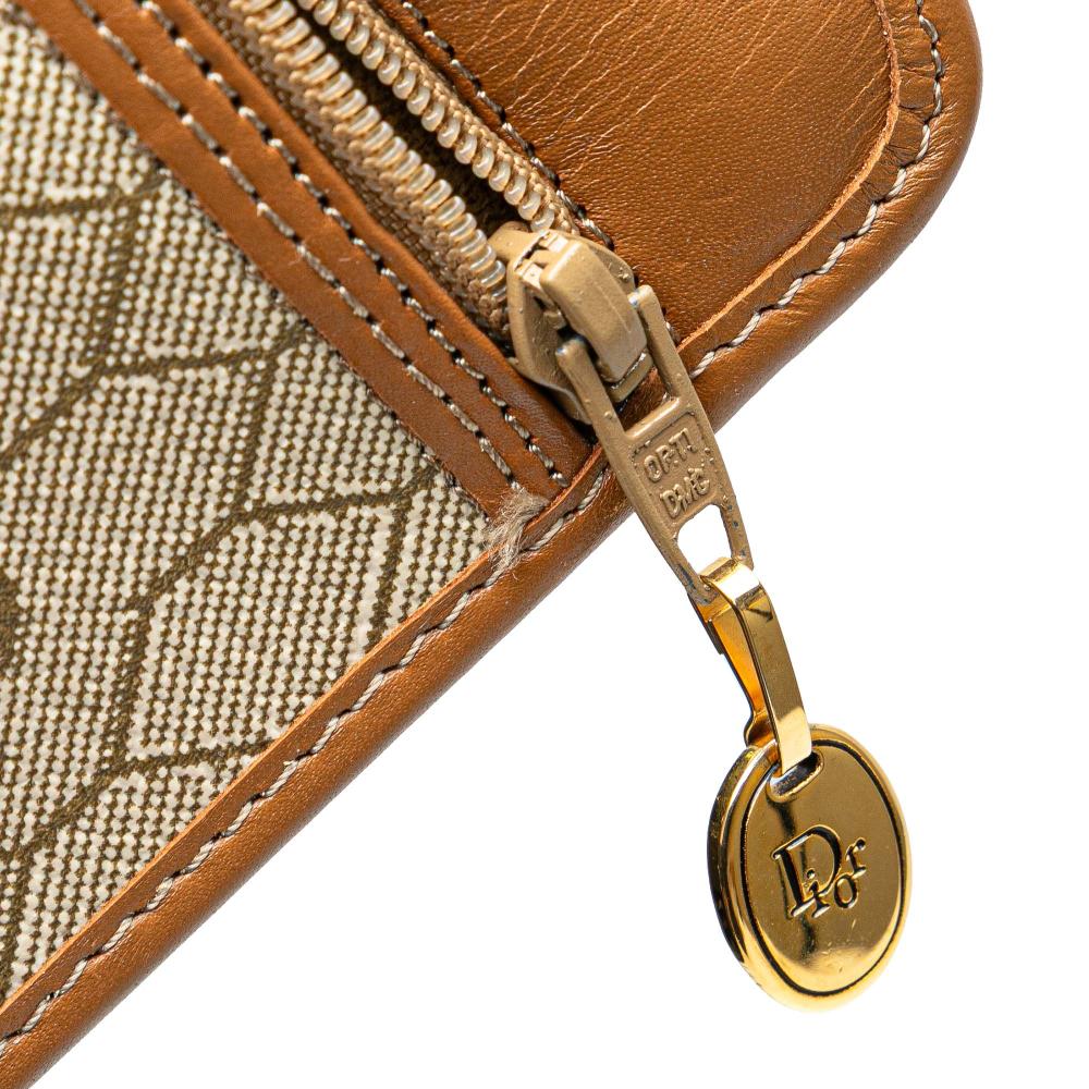 Christian Dior B Dior Brown Beige Coated Canvas Fabric Honeycomb Crossbody France