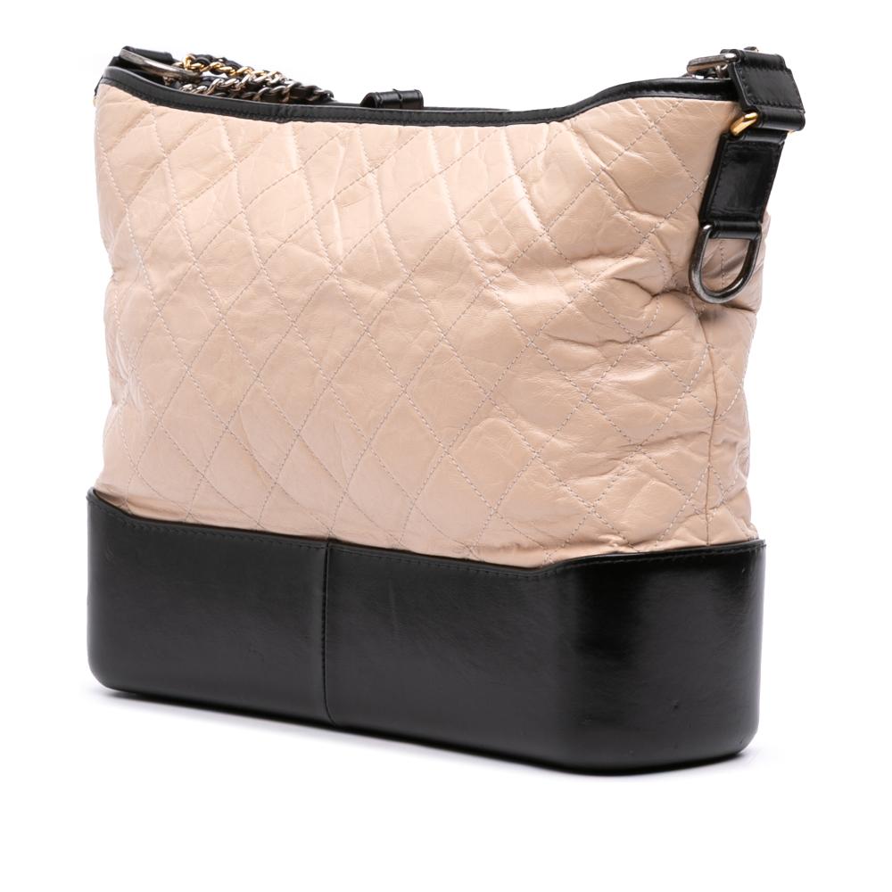 Chanel B Chanel Brown Beige with Black Calf Leather Large Aged skin Gabrielle Crossbody Italy