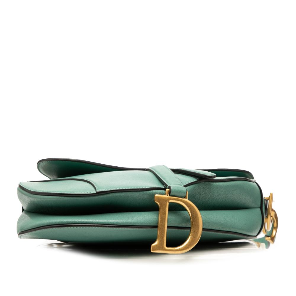 Christian Dior B Dior Green Light Green Calf Leather Saddle Bag Italy
