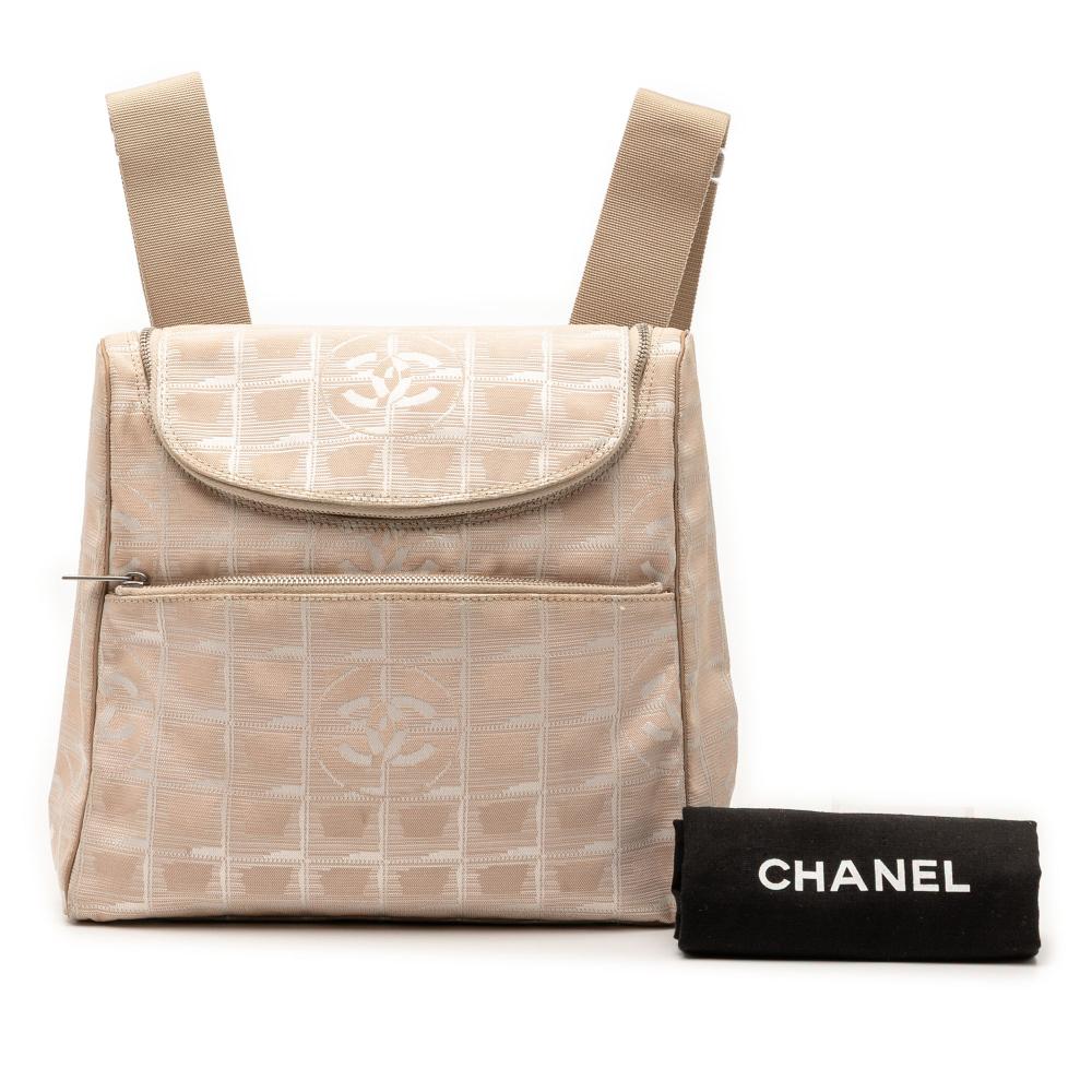 Chanel B Chanel Brown Beige Nylon Fabric New Travel Line Backpack Italy
