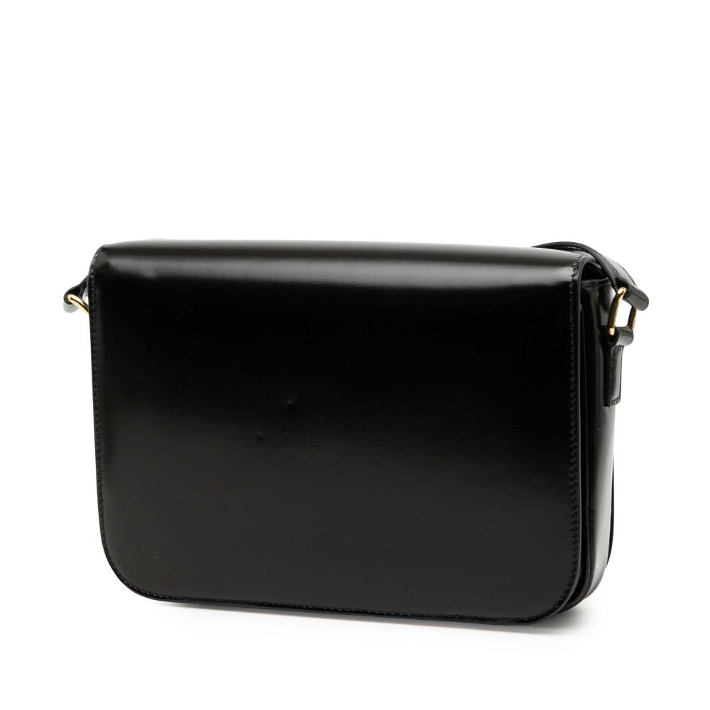 Celine B Celine Black Calf Leather Classique Shiny skin Triomphe Crossbody Italy