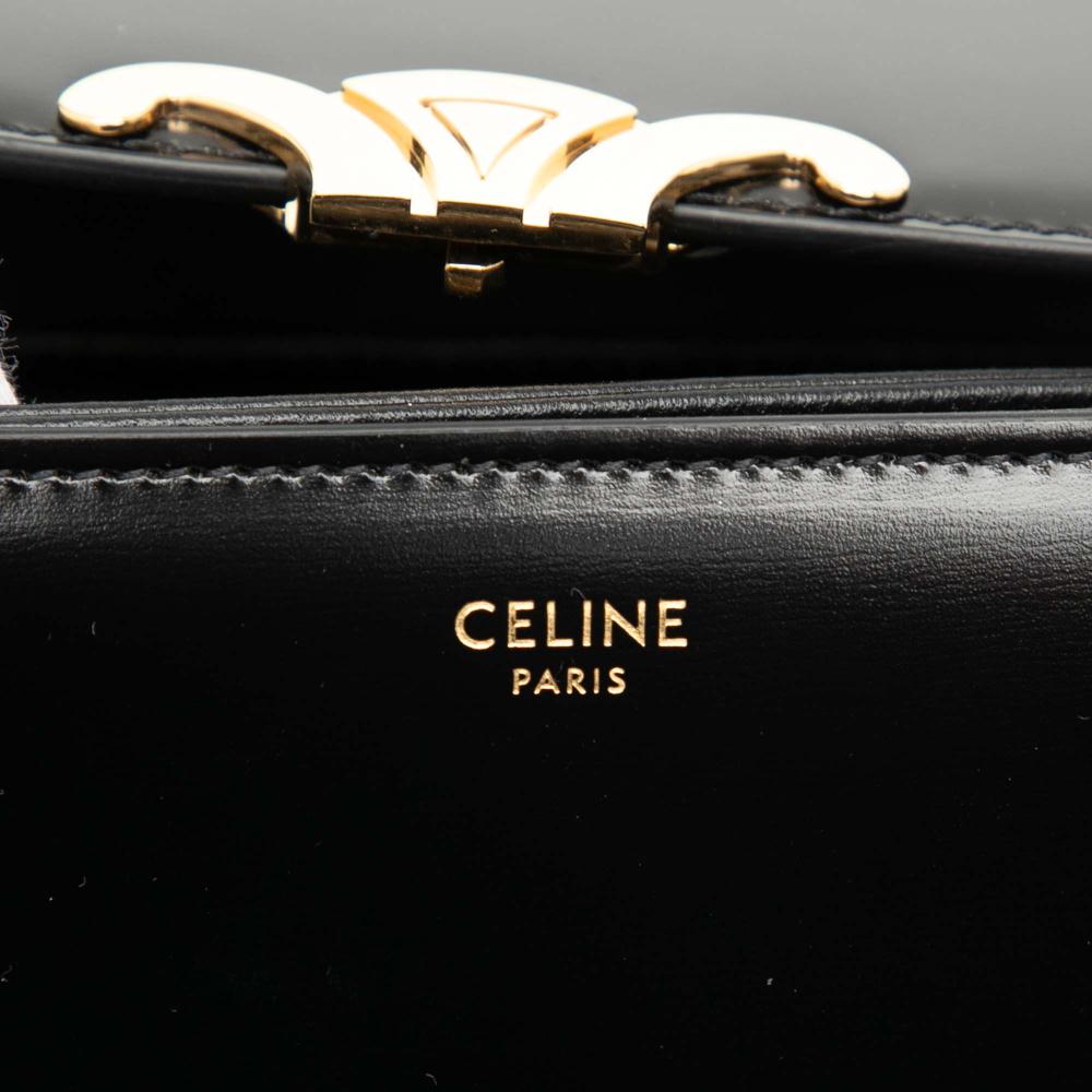 Celine B Celine Black Calf Leather Classique Shiny skin Triomphe Crossbody Italy