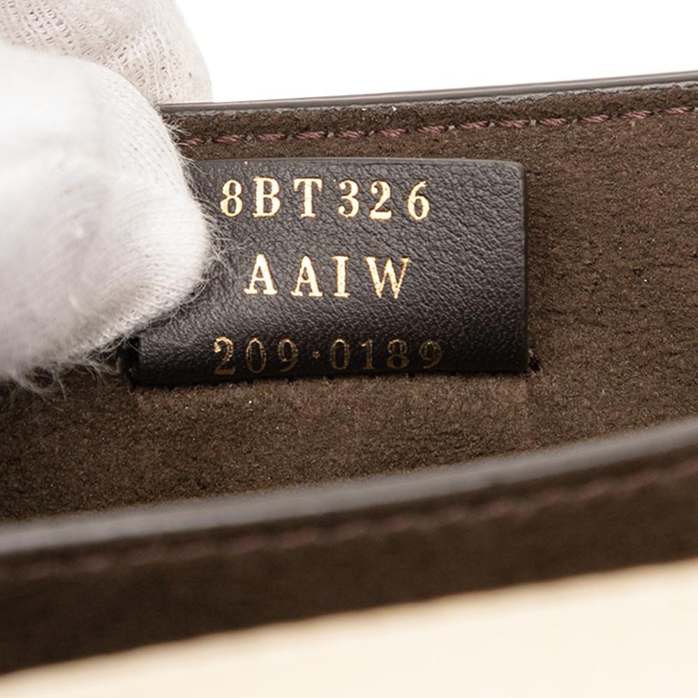 Fendi AB Fendi Brown Light Beige Calf Leather Crystal Fab Crossbody Italy