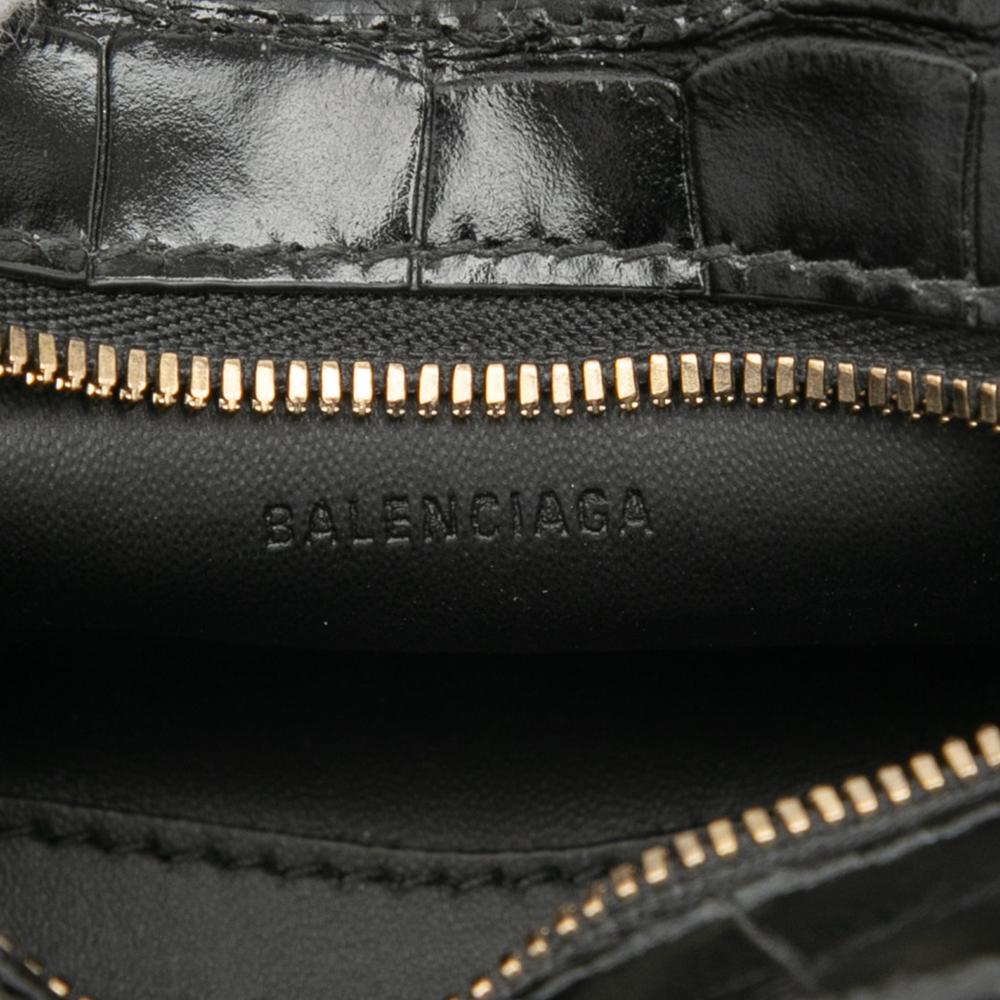 Balenciaga AB Balenciaga Black Calf Leather Super Nano Croc Embossed skin Neo Classic City Italy