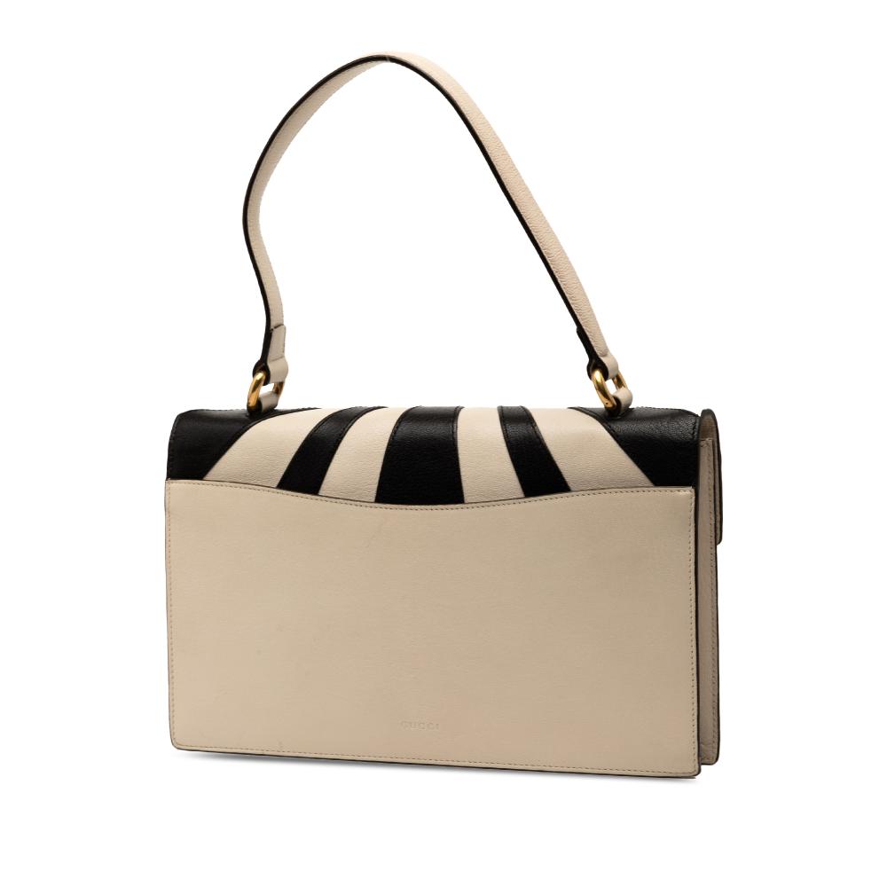 Gucci B Gucci Brown Light Beige Calf Leather Osiride Top Handle Flap Italy