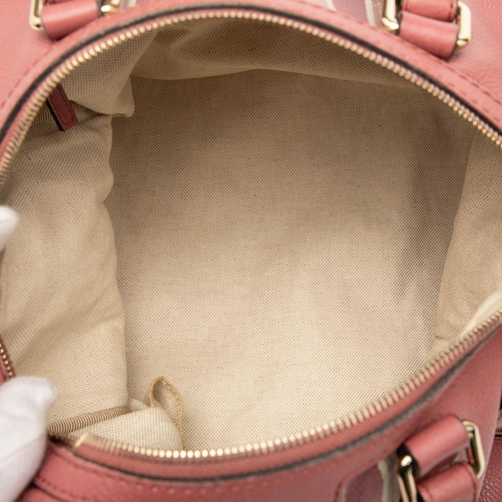 Gucci B Gucci Pink Calf Leather Medium skin Web Joy Boston Bag Italy