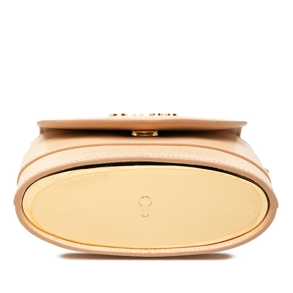 Chloé B Chloé Brown Beige Calf Leather Lizard Embossed Aby Lock Satchel Italy